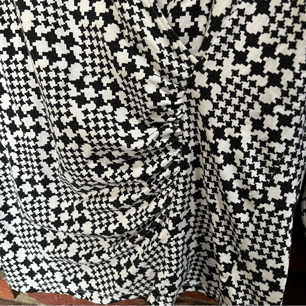 Talbots women's houndstooth style print faux wrap‎ 3/4 sleeve blouse size 1x - Picture 4 of 13